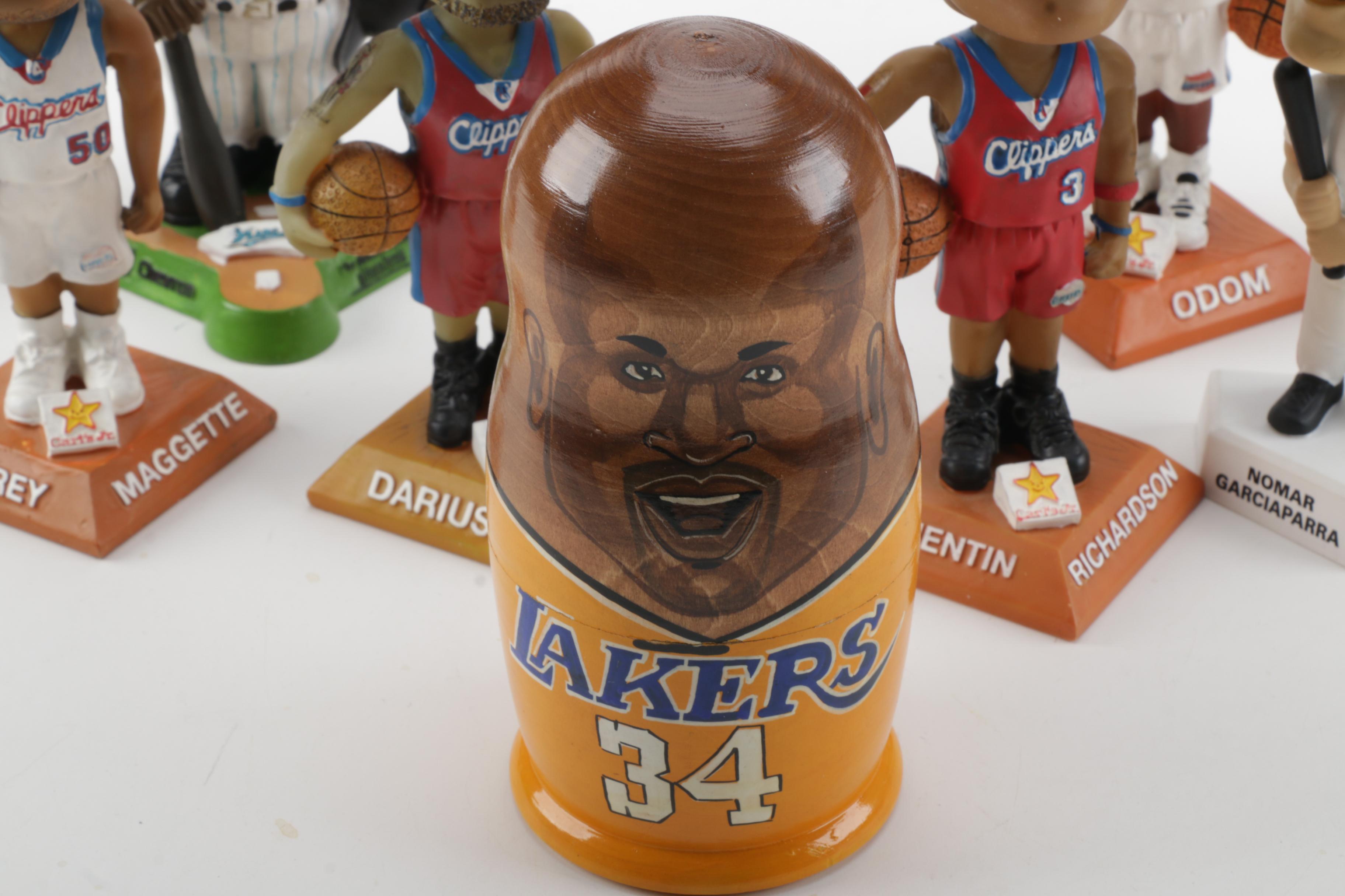 NBA Bobbleheads and LA Lakers Matryoshka Doll