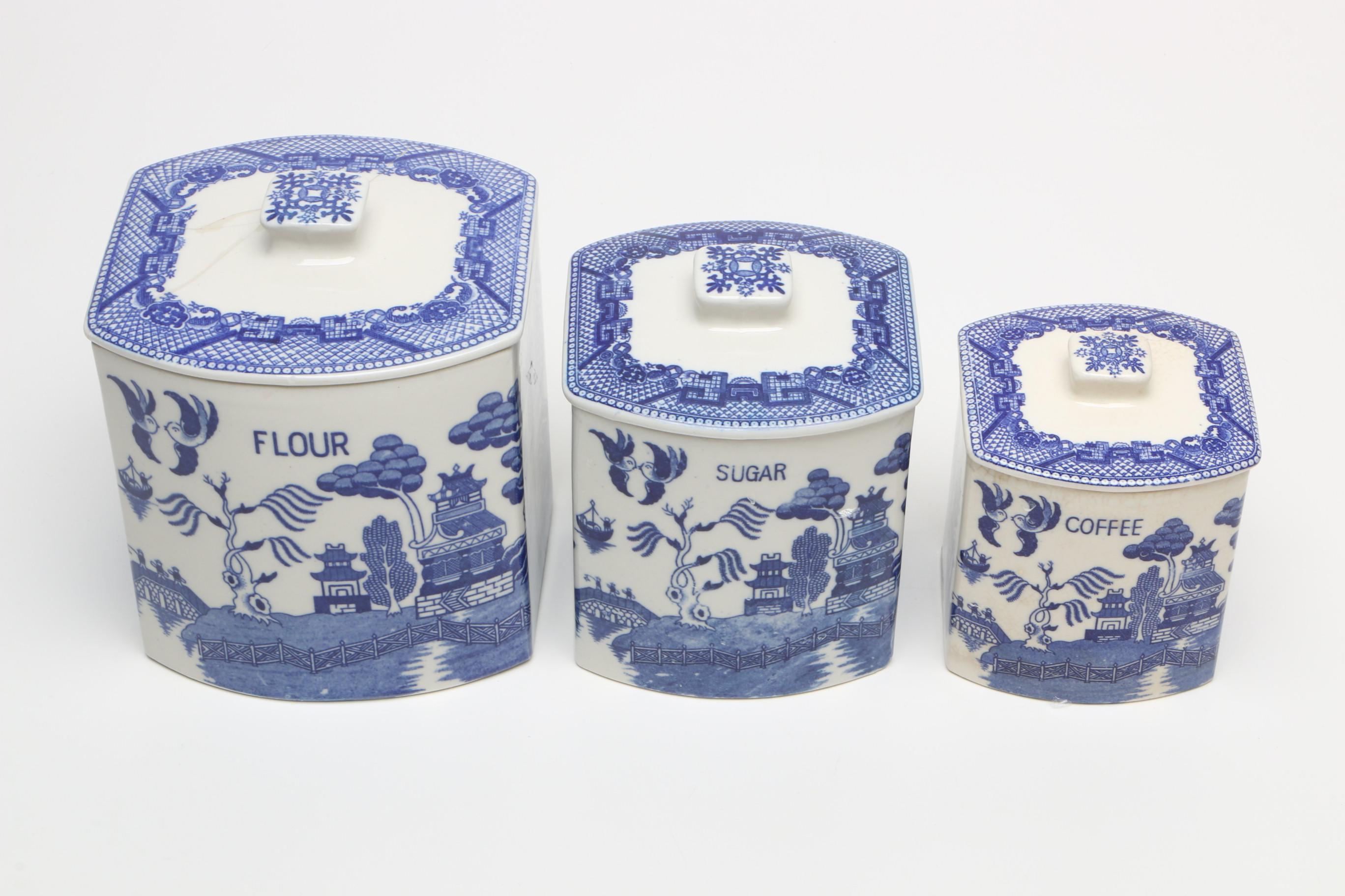 Blue Willow Ceramic Canister Set