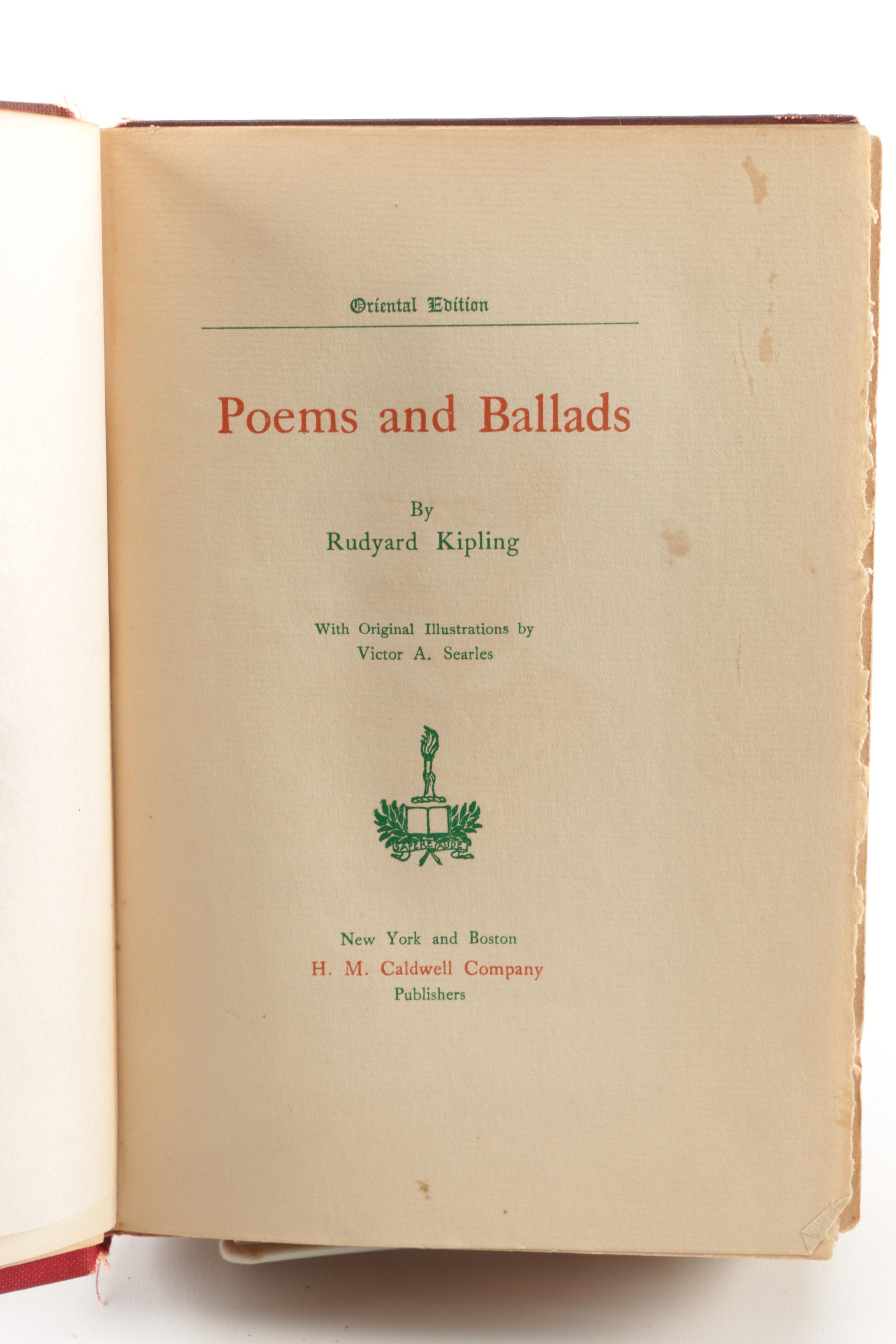 1890s Poetical Works featuring John Keats and Henry Wadsworth Longfellow