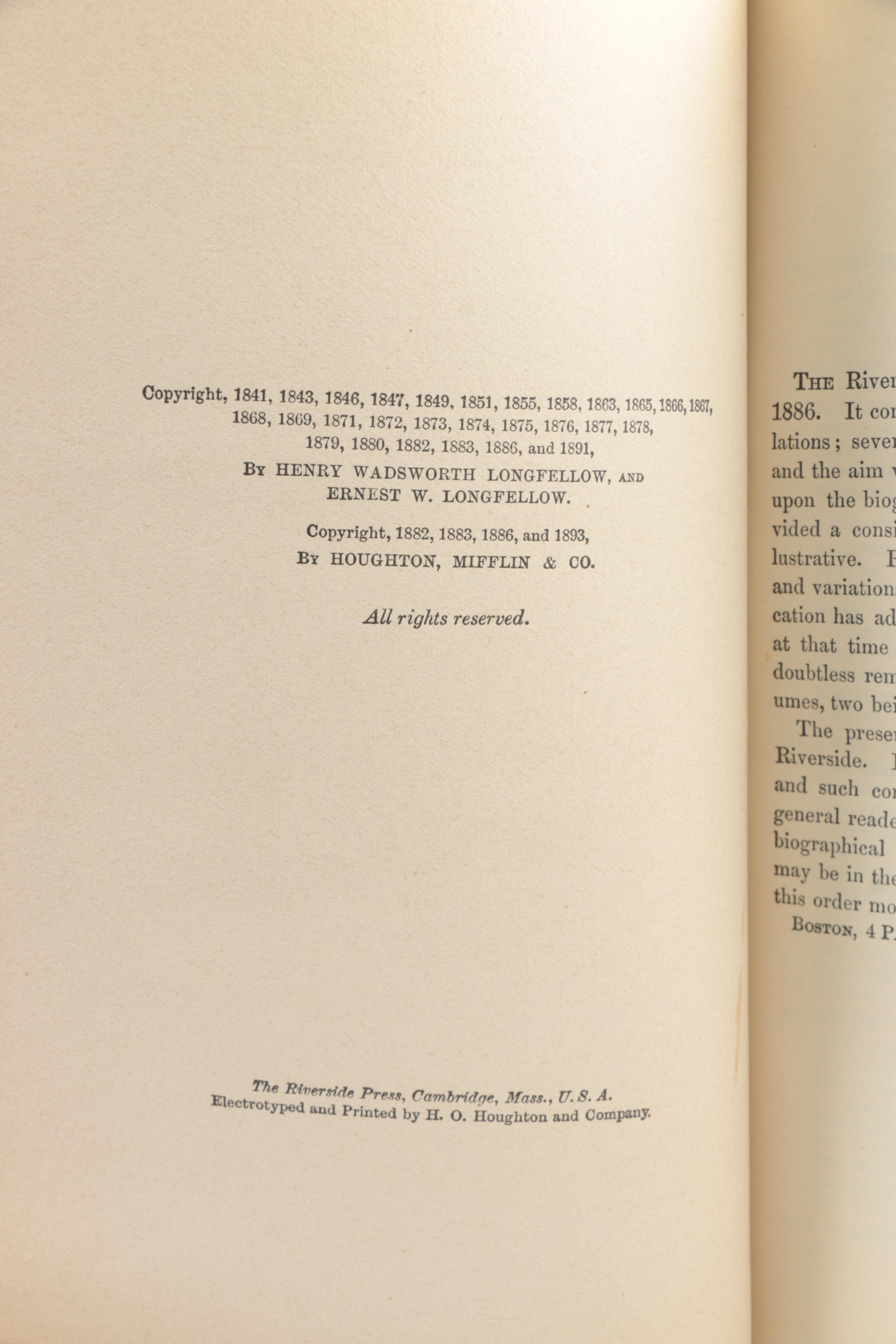1890s Poetical Works featuring John Keats and Henry Wadsworth Longfellow