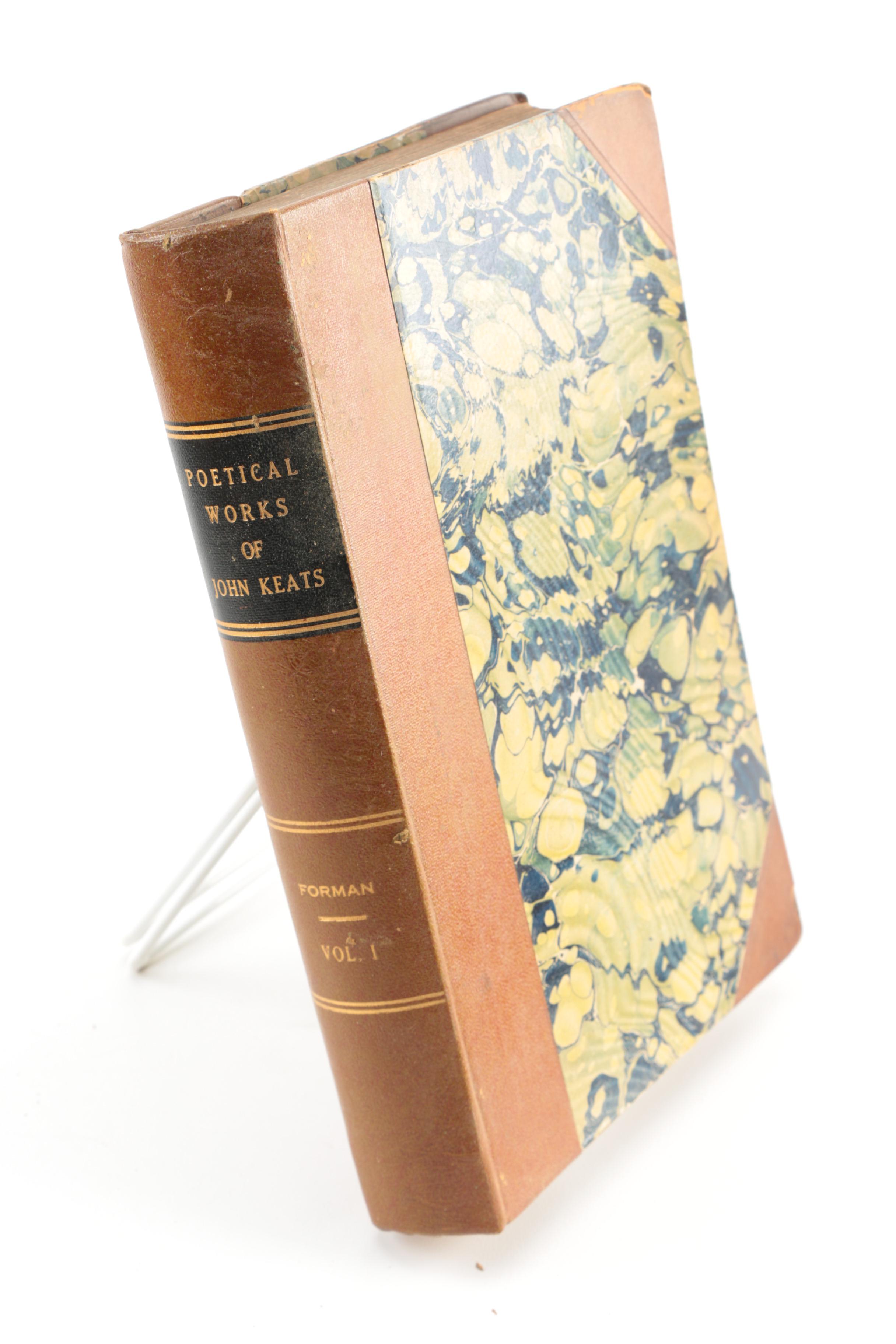 1890s Poetical Works featuring John Keats and Henry Wadsworth Longfellow