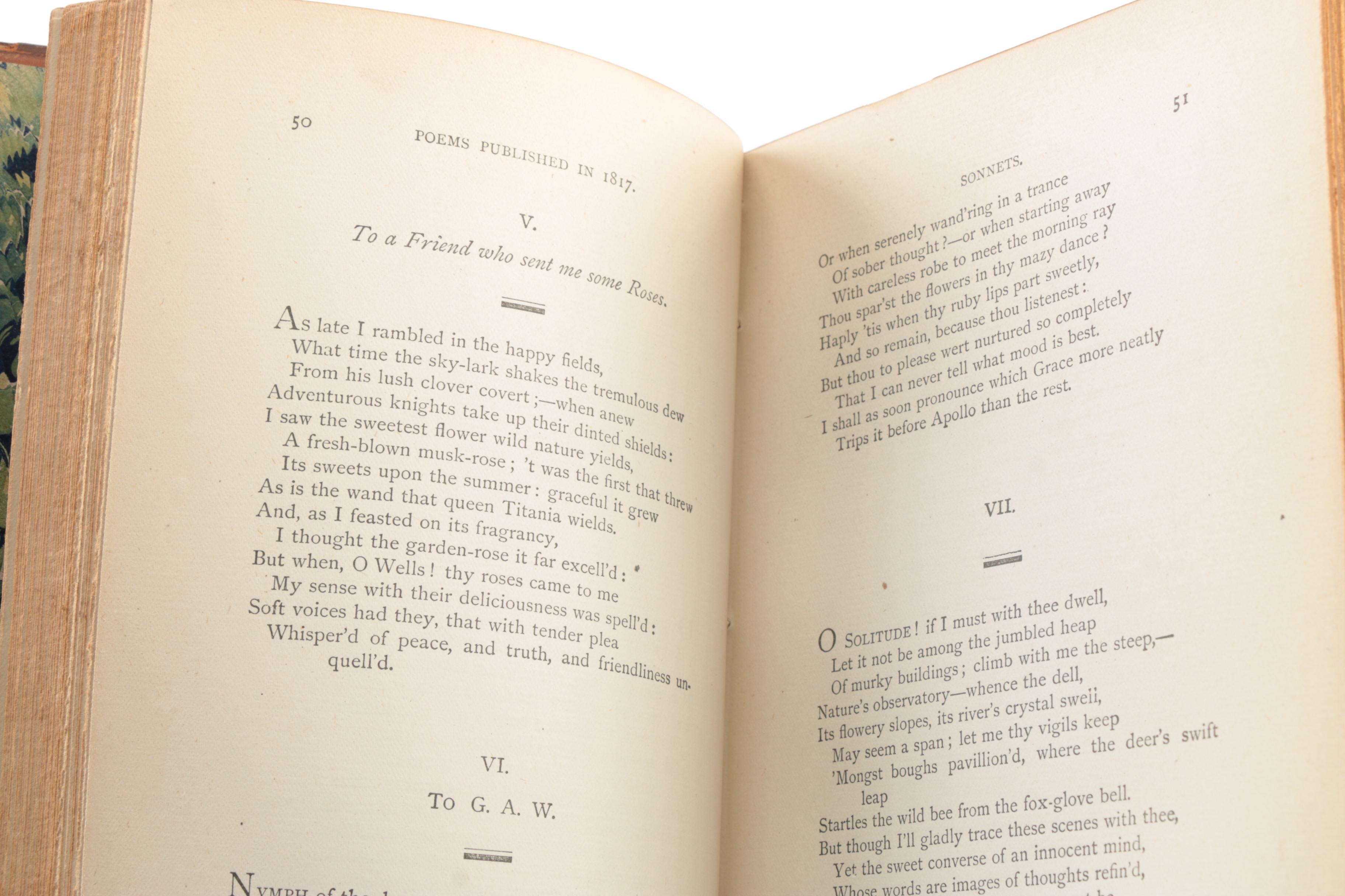 1890s Poetical Works featuring John Keats and Henry Wadsworth Longfellow