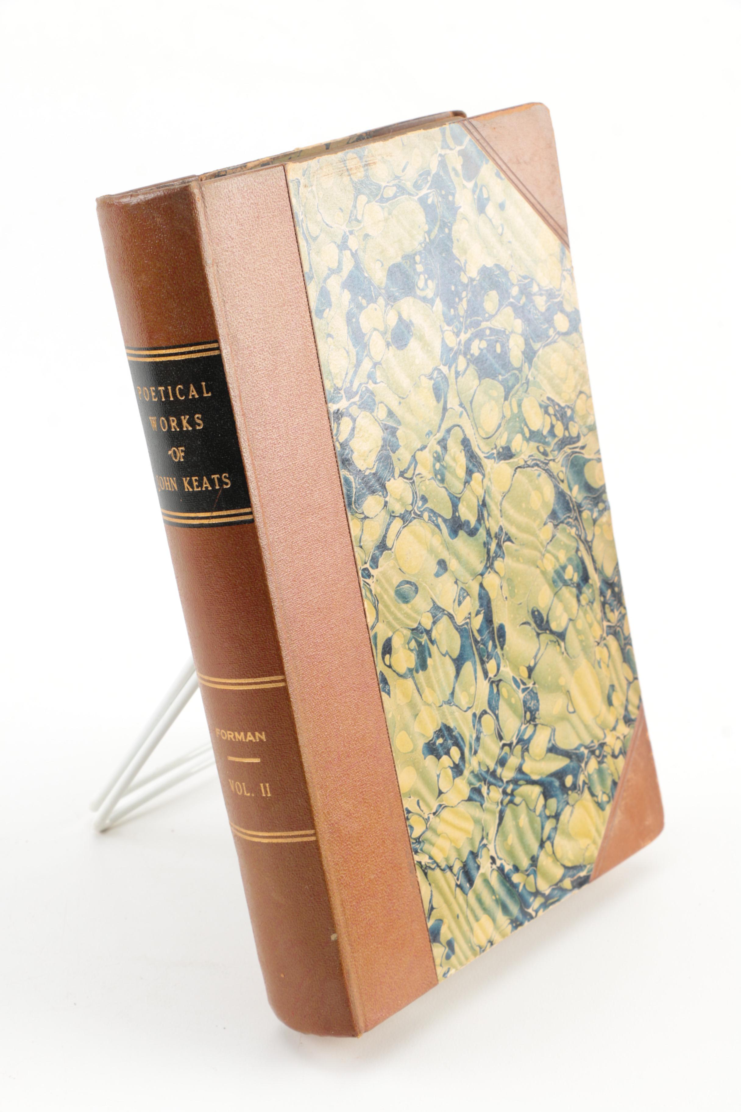 1890s Poetical Works featuring John Keats and Henry Wadsworth Longfellow
