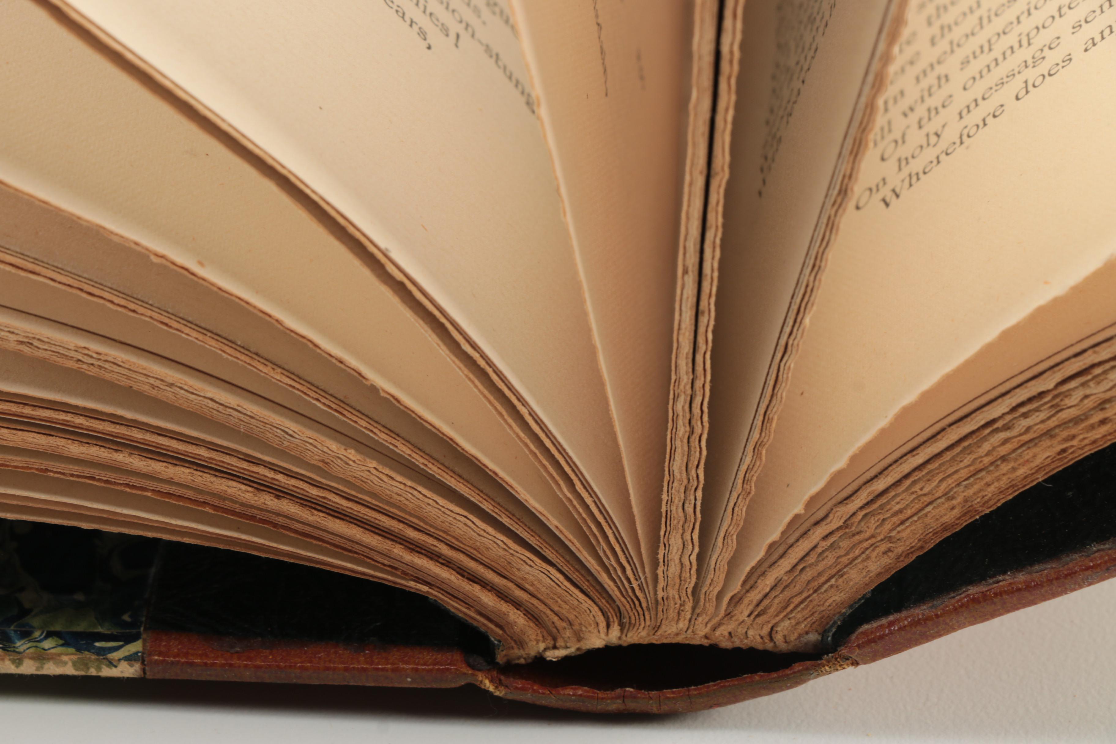 1890s Poetical Works featuring John Keats and Henry Wadsworth Longfellow