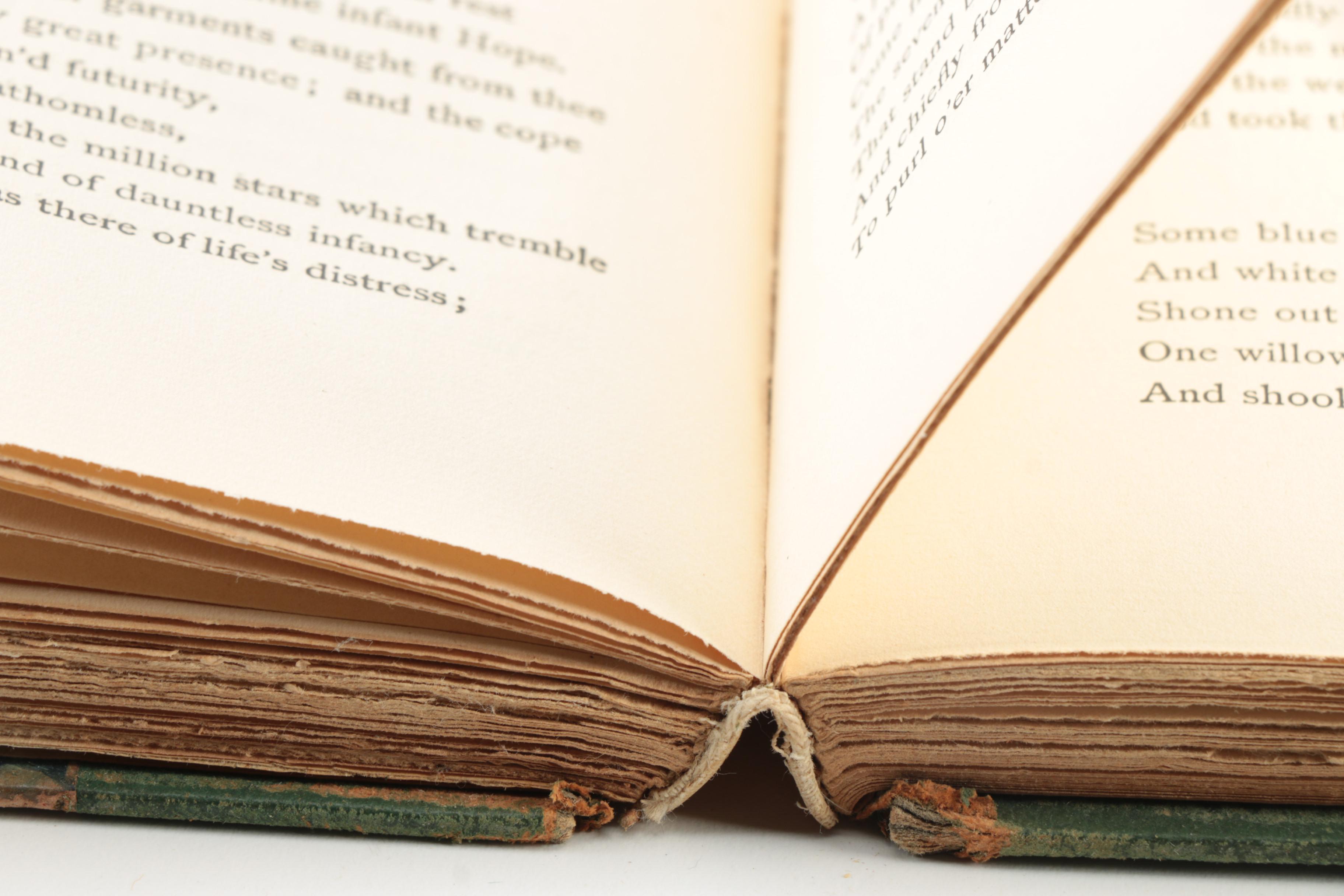 1890s Poetical Works featuring John Keats and Henry Wadsworth Longfellow