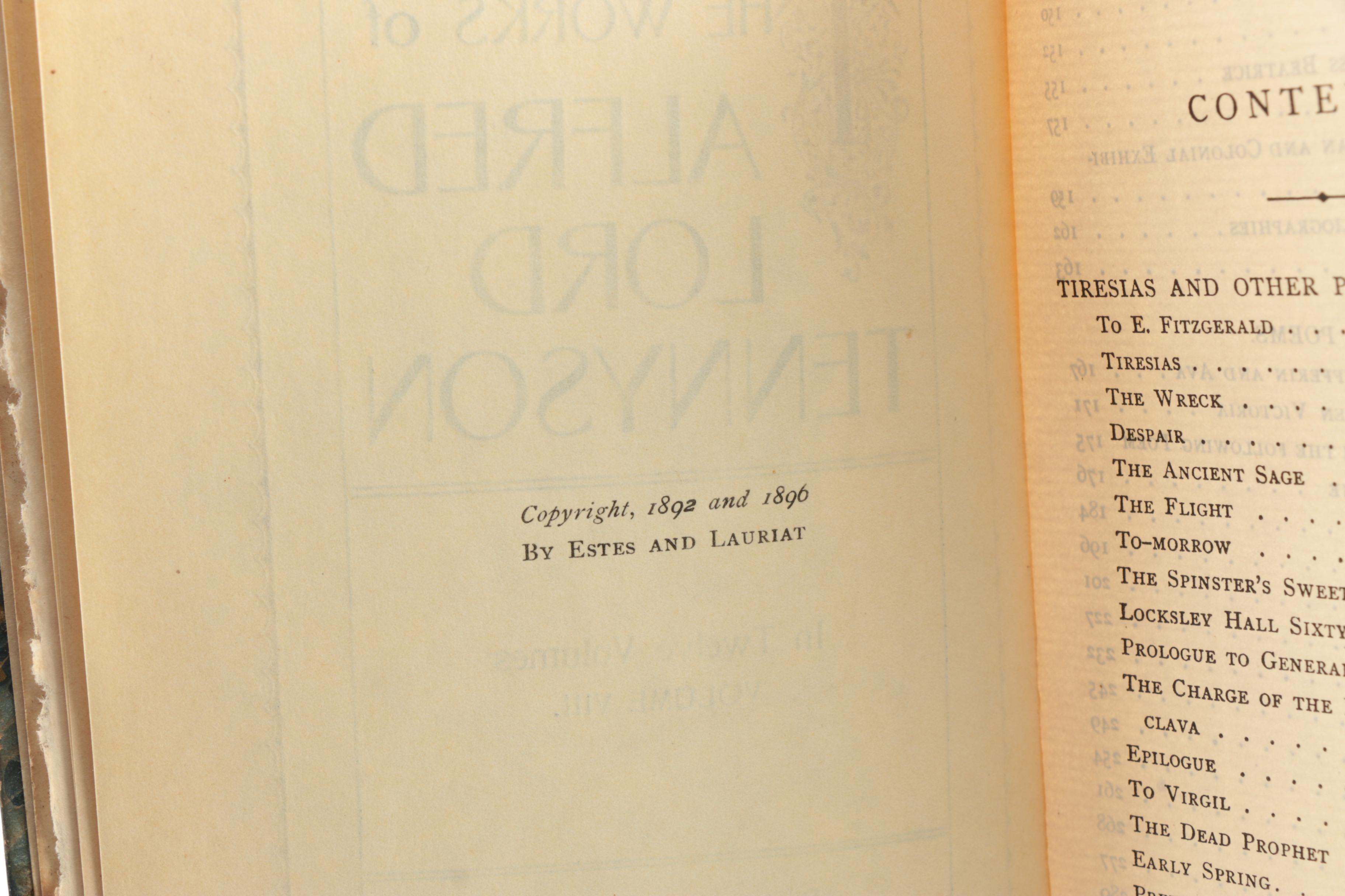 1890s Poetical Works featuring John Keats and Henry Wadsworth Longfellow