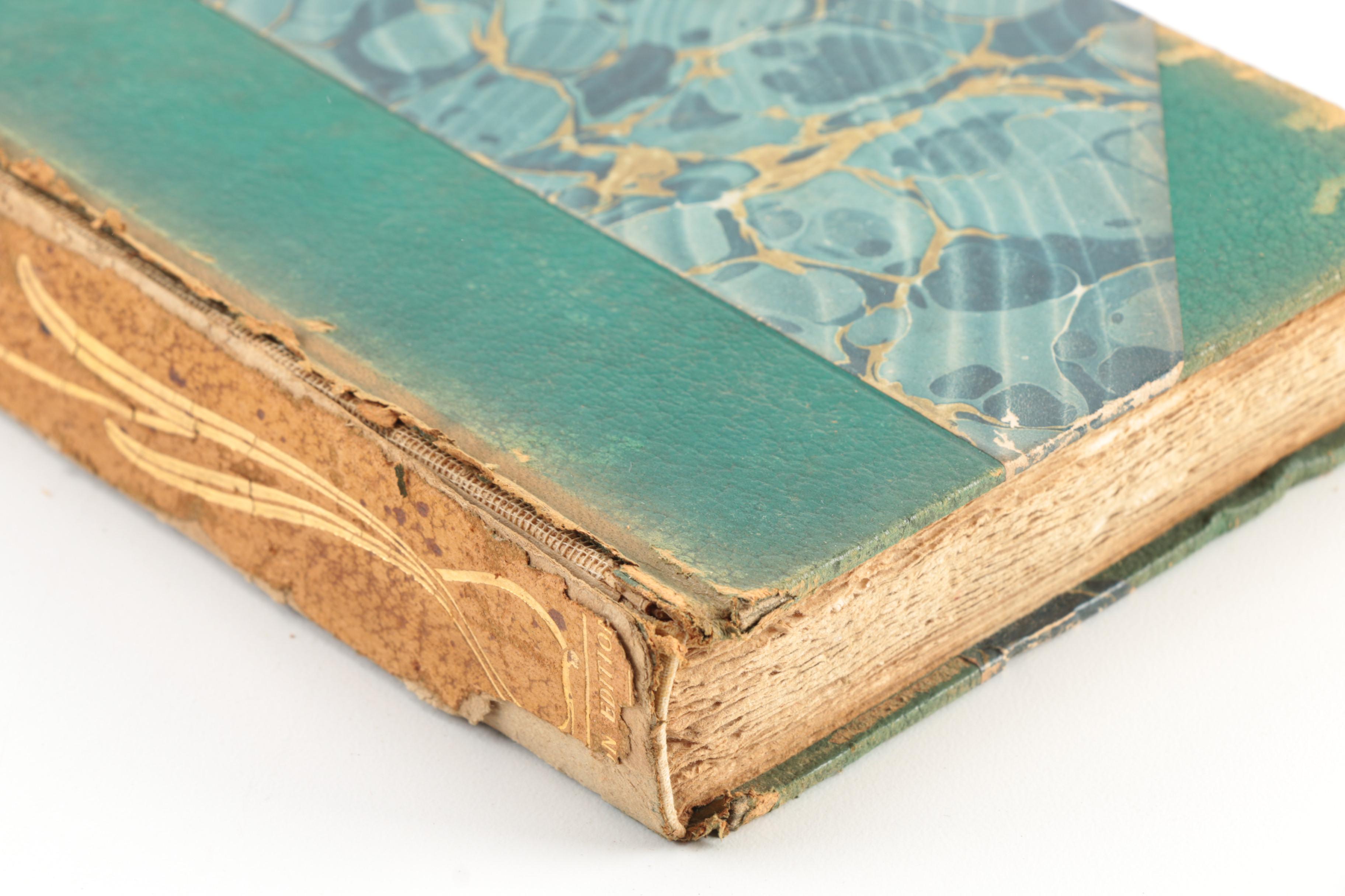 1890s Poetical Works featuring John Keats and Henry Wadsworth Longfellow