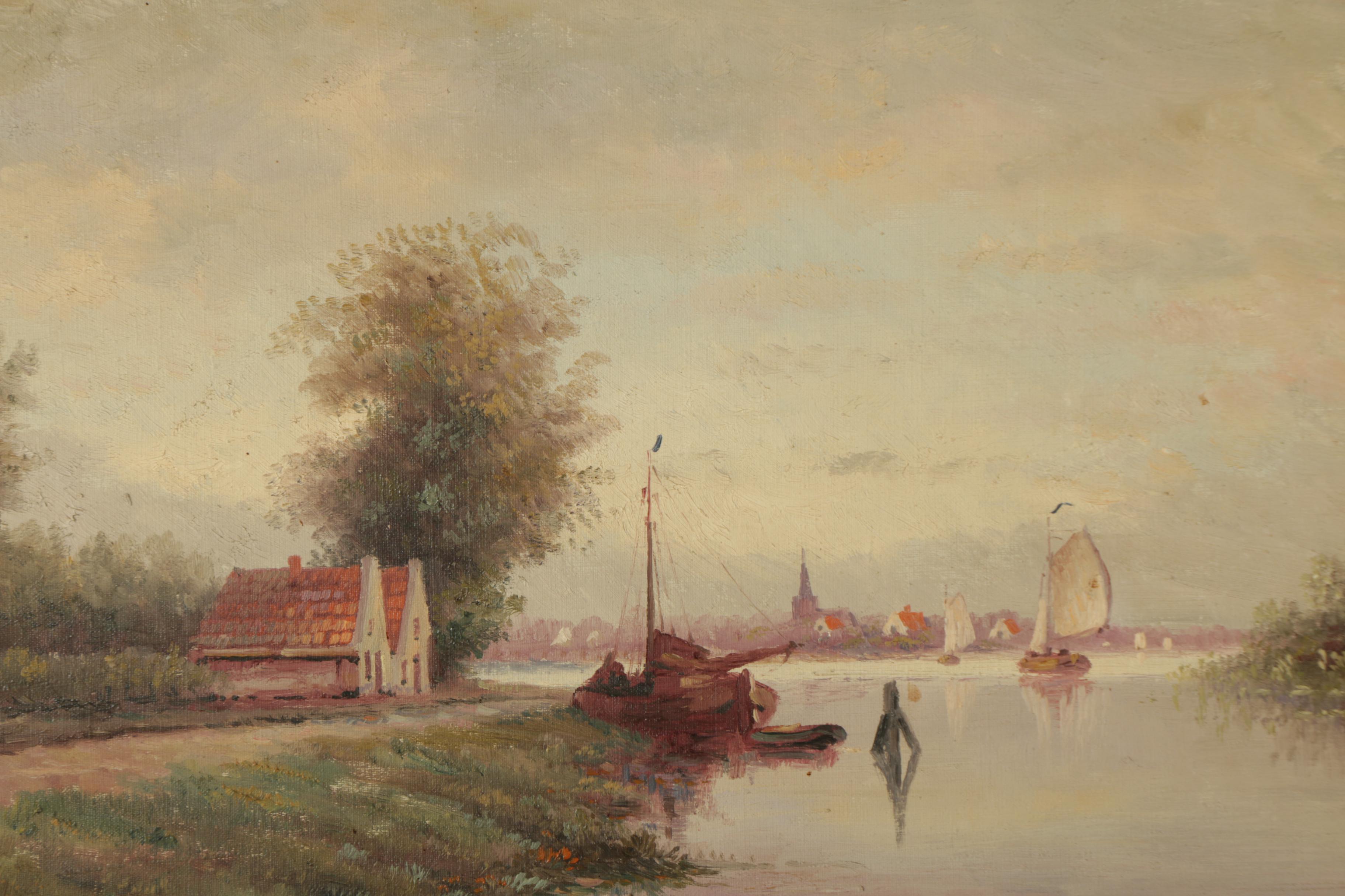 H. Sanders Oil Painting on Canvas Coastal Scene