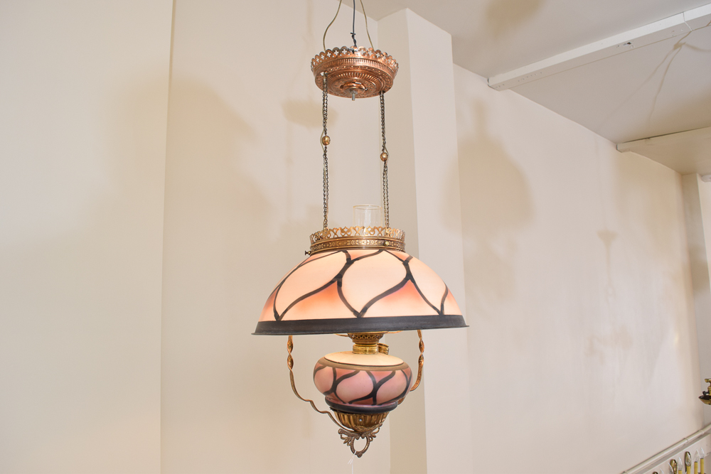 Antique Hanging Converted Oil Lamp Fixture