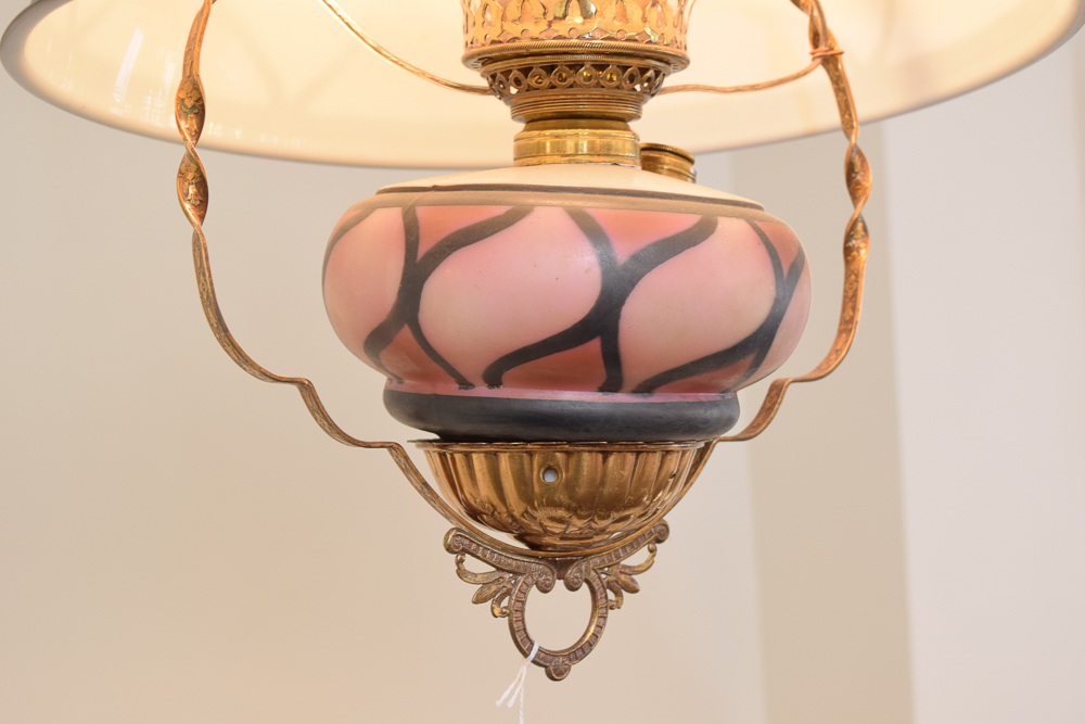 Antique Hanging Converted Oil Lamp Fixture