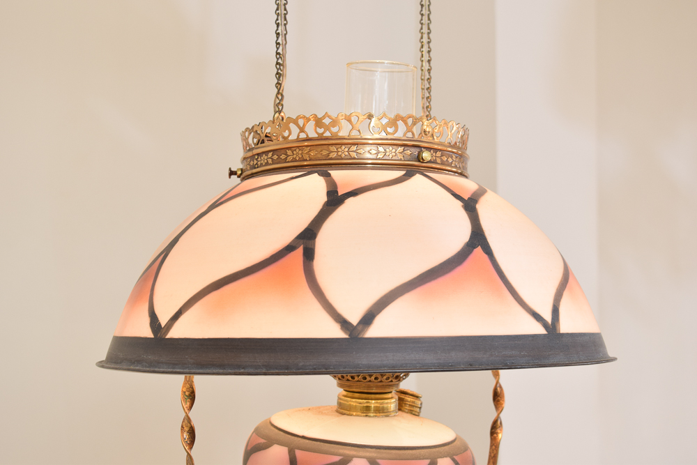 Antique Hanging Converted Oil Lamp Fixture