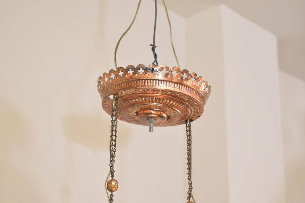 Antique Hanging Converted Oil Lamp Fixture