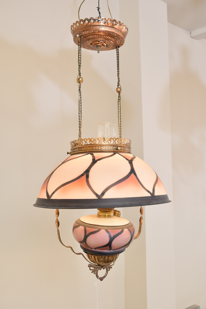 Antique Hanging Converted Oil Lamp Fixture