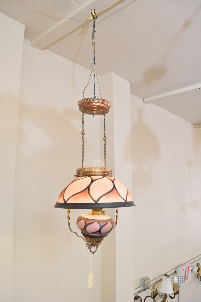 Antique Hanging Converted Oil Lamp Fixture
