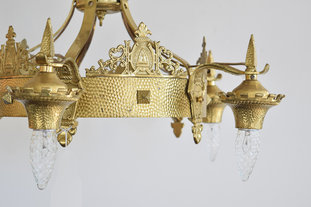 Brass Gothic Revival Style Chandelier