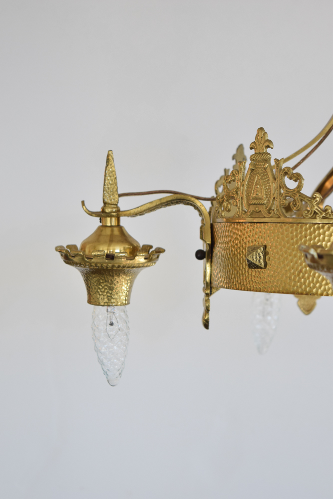 Brass Gothic Revival Style Chandelier