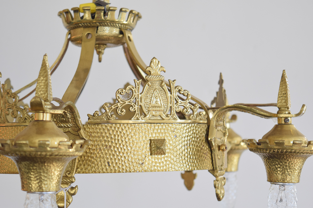 Brass Gothic Revival Style Chandelier