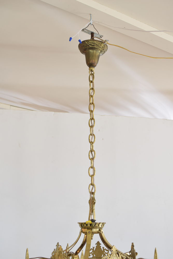 Brass Gothic Revival Style Chandelier