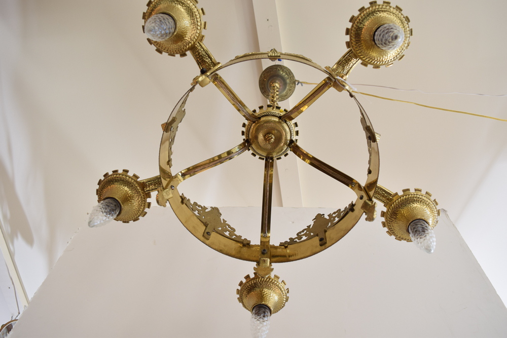 Brass Gothic Revival Style Chandelier