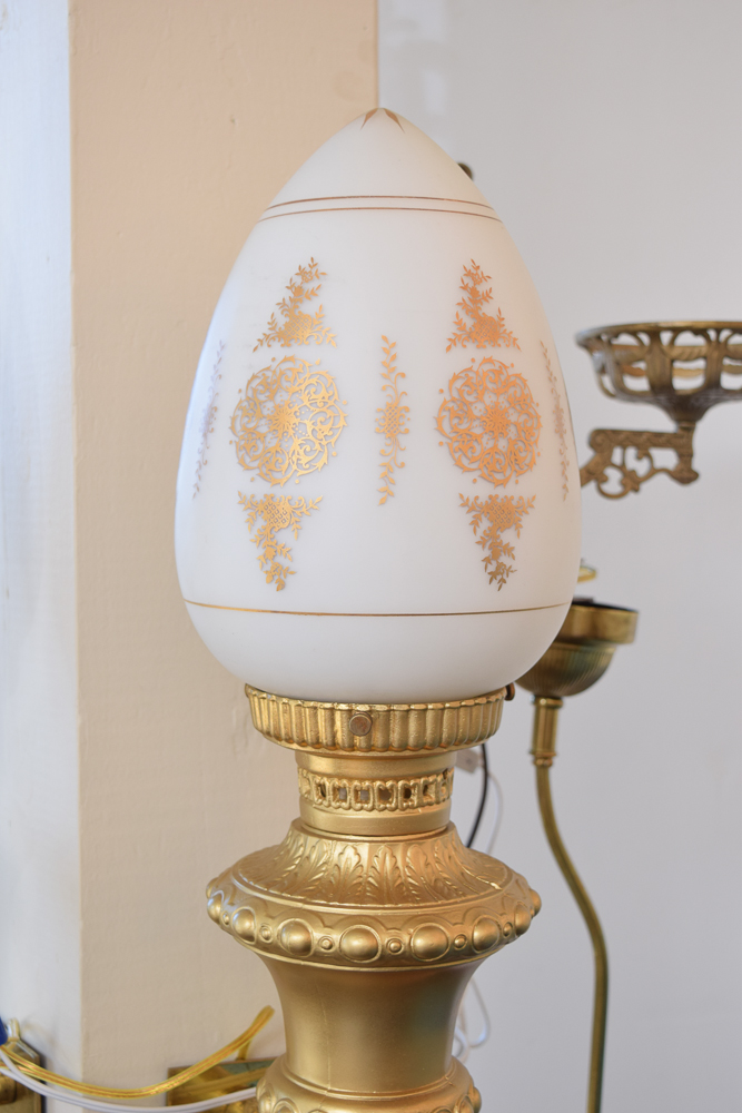 Gilt and White Glass Wall Sconces