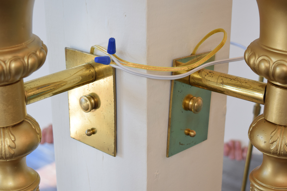 Gilt and White Glass Wall Sconces