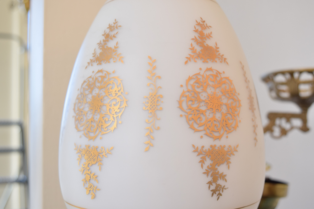 Gilt and White Glass Wall Sconces