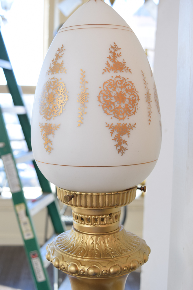 Gilt and White Glass Wall Sconces