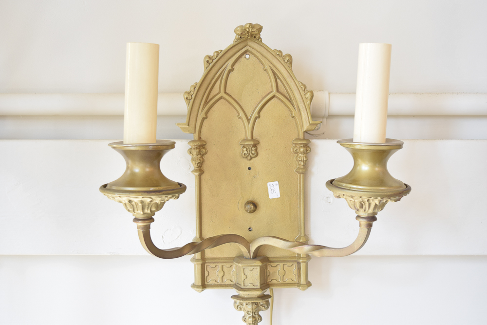Antique Gothic Candelabra Wall Sconce