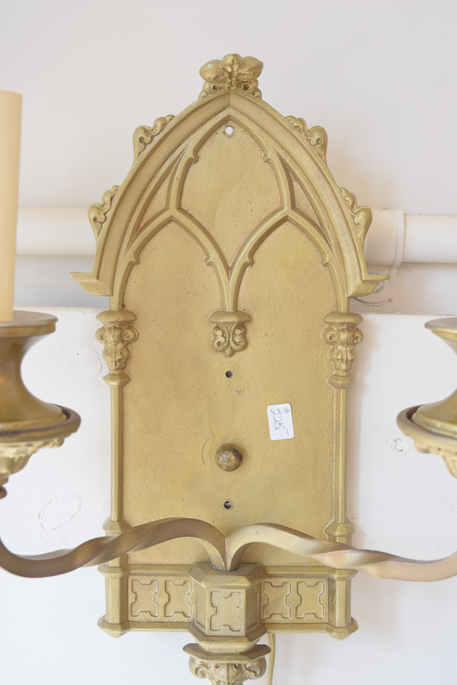 Antique Gothic Candelabra Wall Sconce