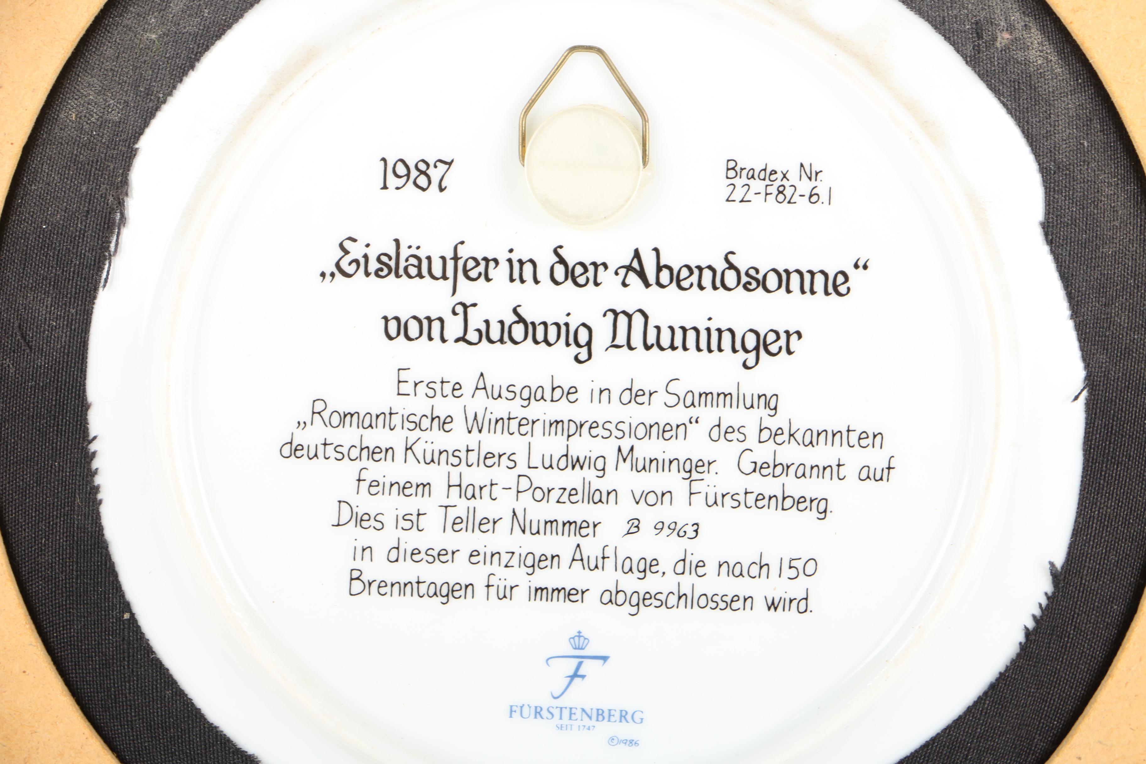 Furstenberg Collectors Plate After Ludwig Muninger "Eisläufer in der Abendsonne"