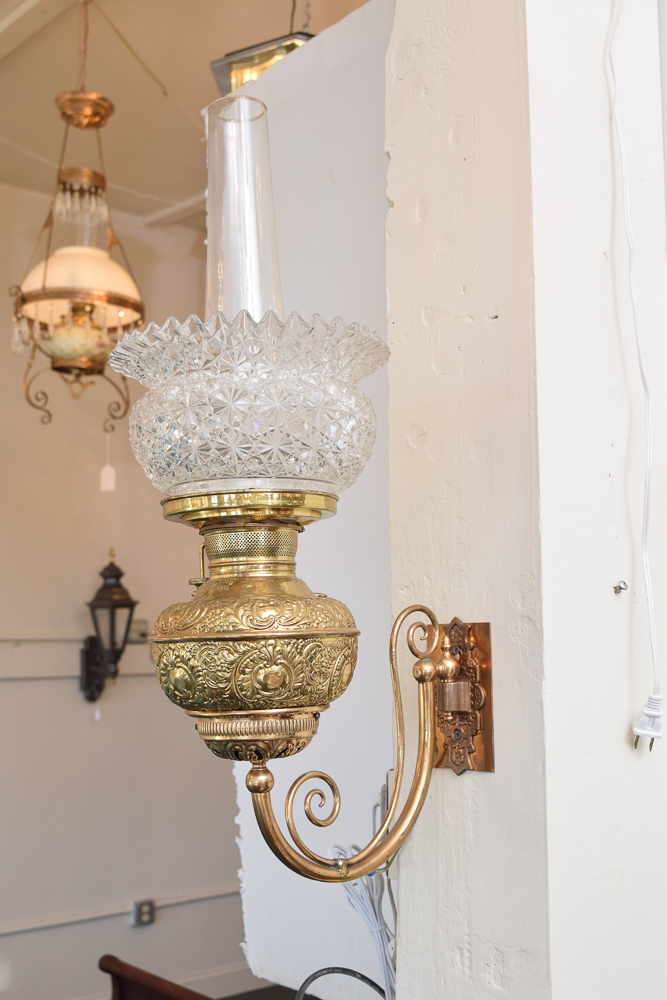 Miller Lamp Co. Electrified Antique Oil Lamp Sconce