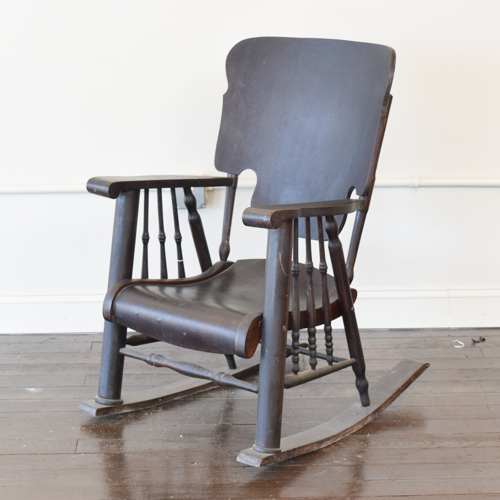 Antique Stained Wood Rocking Chair