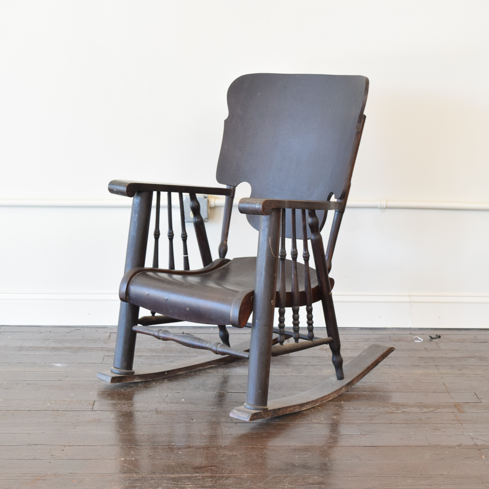 Antique Stained Wood Rocking Chair
