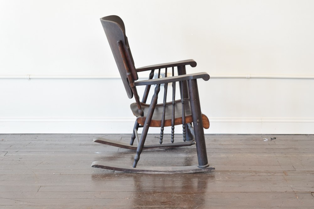 Antique Stained Wood Rocking Chair