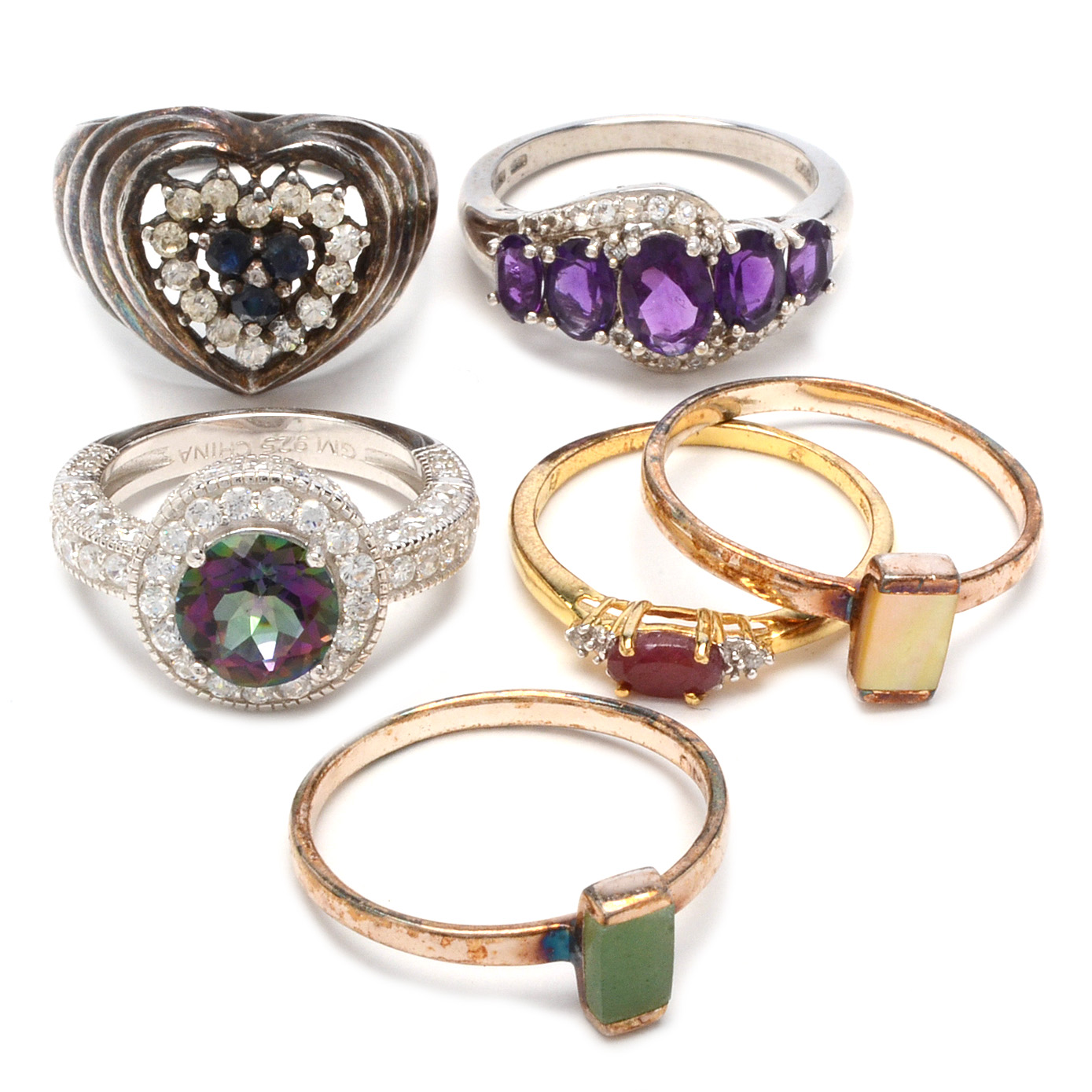 Sterling Silver Rings With Diamonds and Gemstones