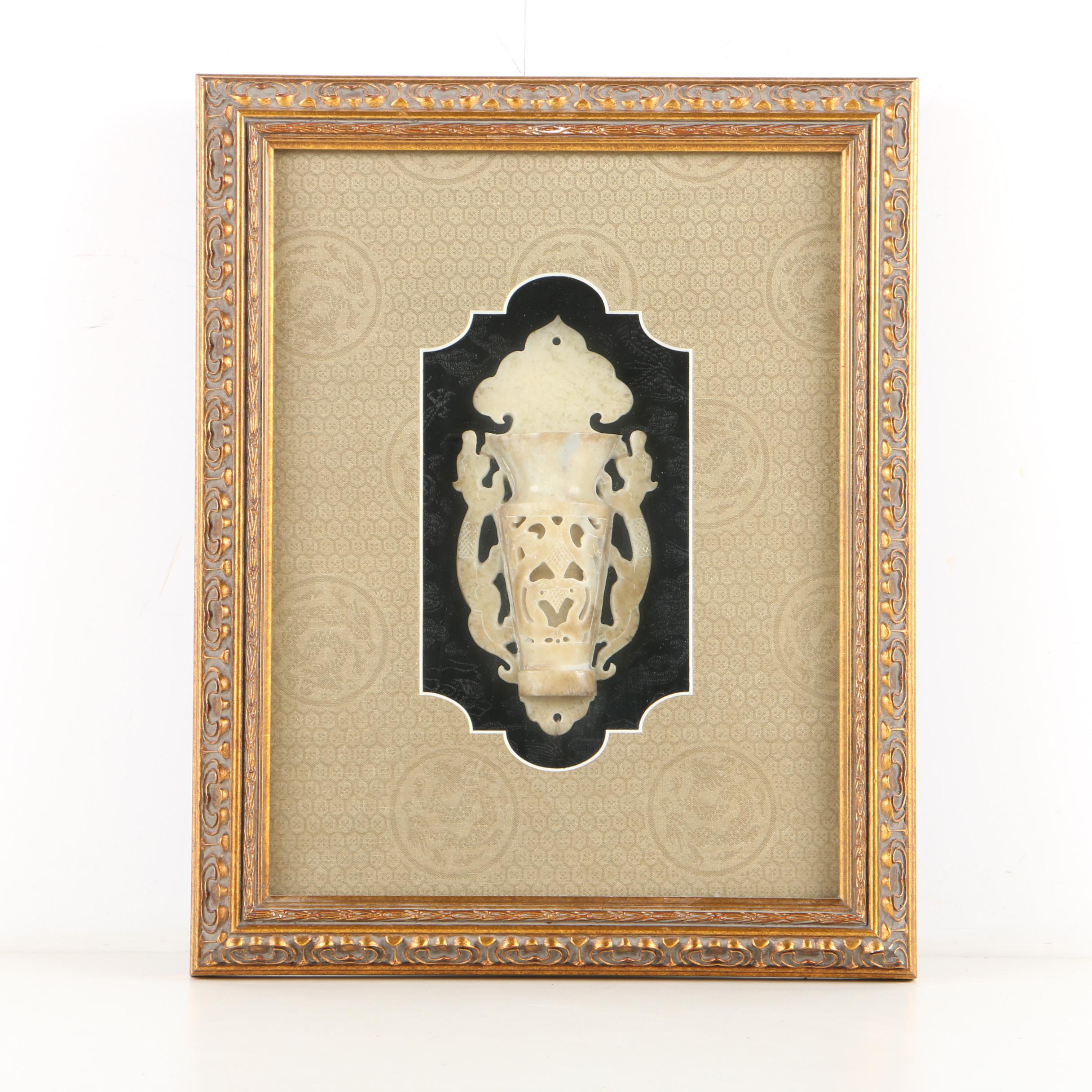 Framed Carved Soapstone Wall Décor