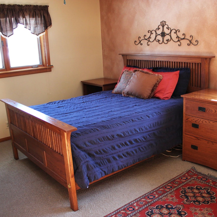 Simply Amish Mission Style Oak Queen-Size Bed Frame