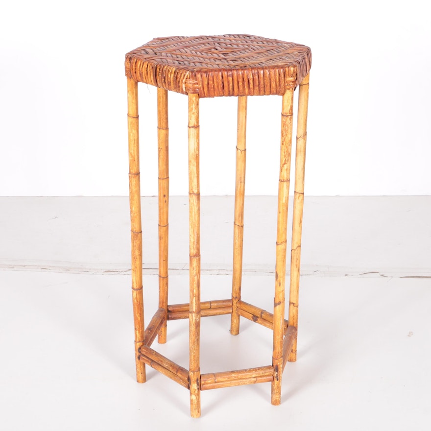Bamboo and Wicker Plant Stand