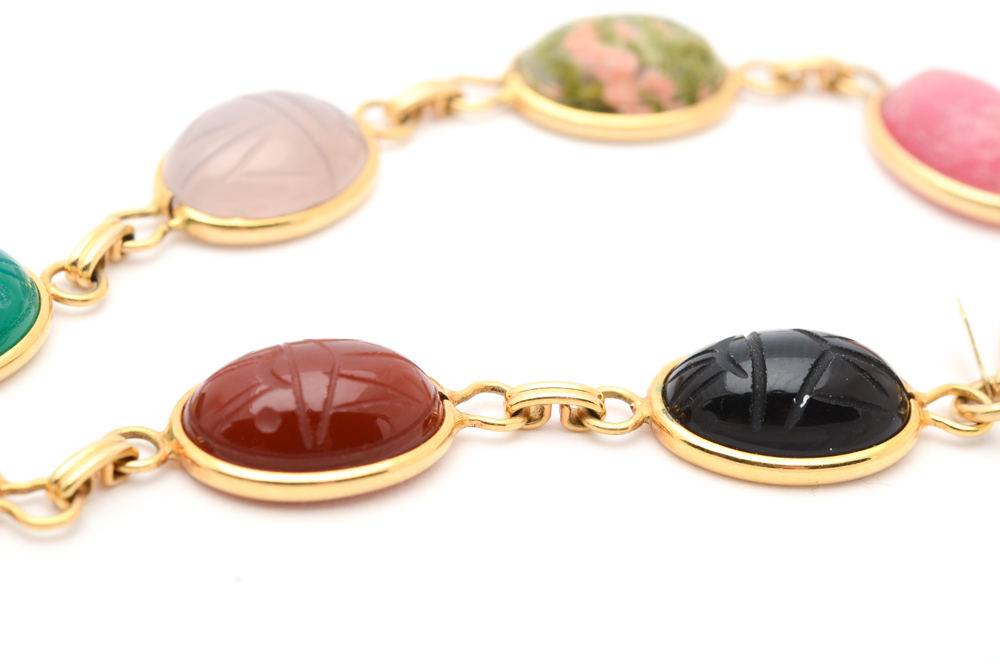 14K Yellow Gold Scarab Bracelet