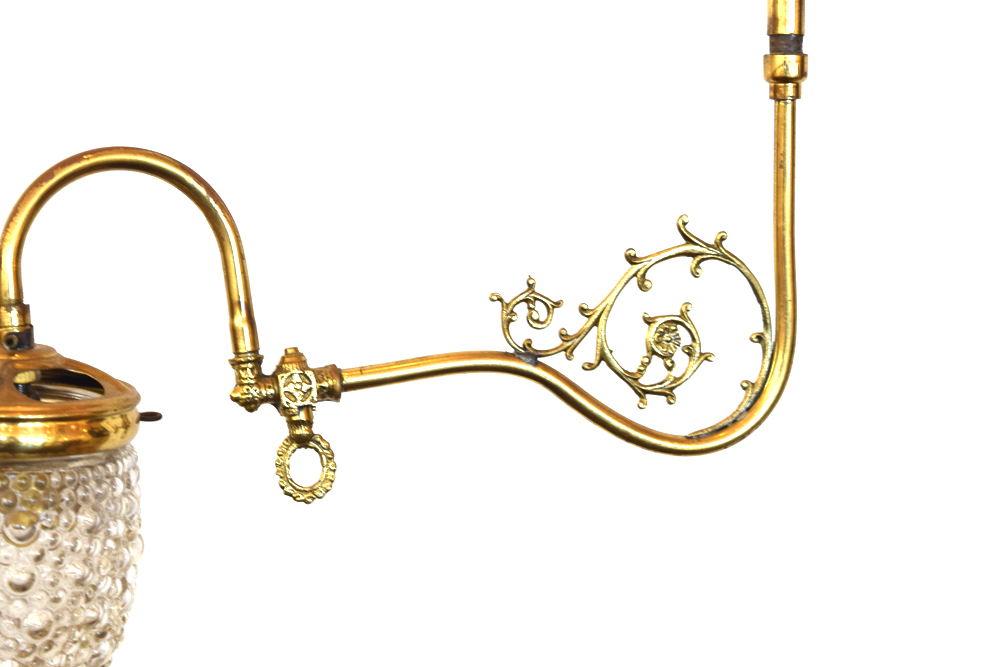 Antique Brass Converted Gas Pendant Light