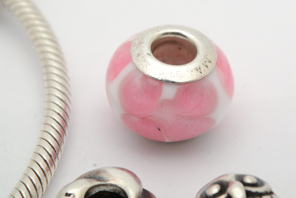 Sterling Silver Pandora Charm Bracelet with Selection of Charms