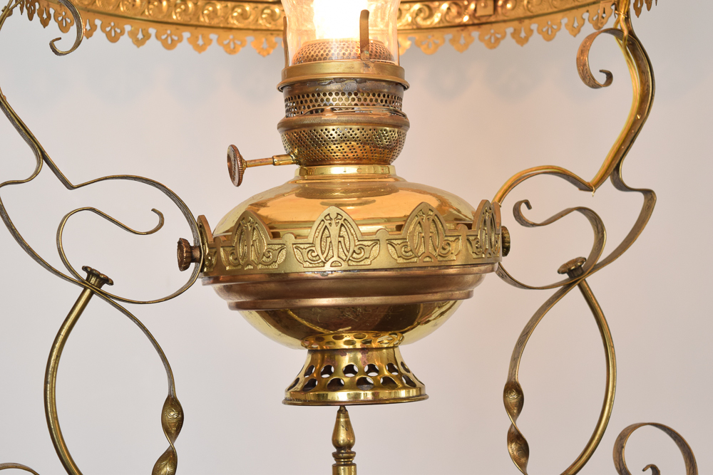 Antique Hanging Converted Oil Lamp Fixture