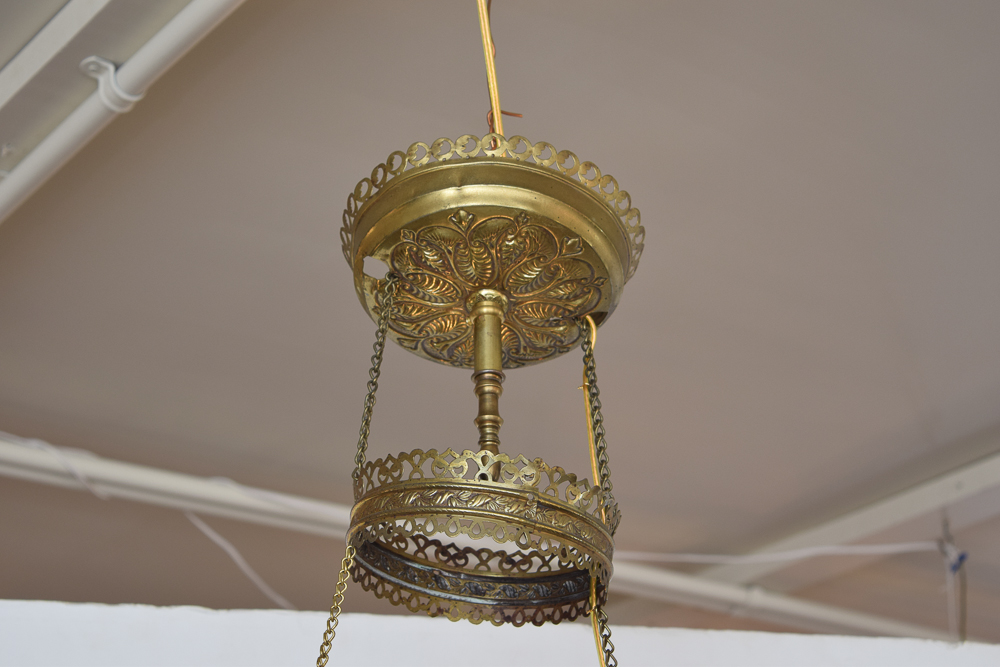 Antique Hanging Converted Oil Lamp Fixture