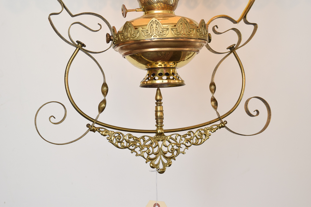 Antique Hanging Converted Oil Lamp Fixture