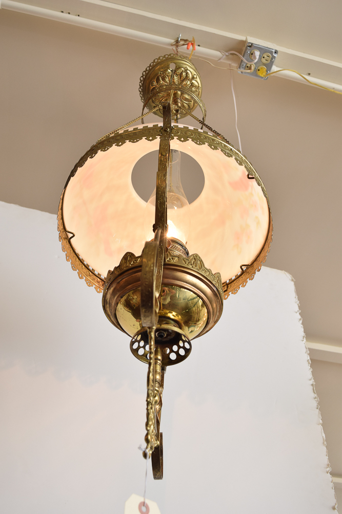 Antique Hanging Converted Oil Lamp Fixture