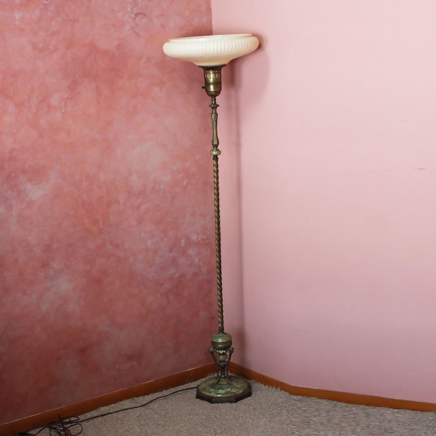 Vintage Neoclassical Style Torchiere Floor Lamp