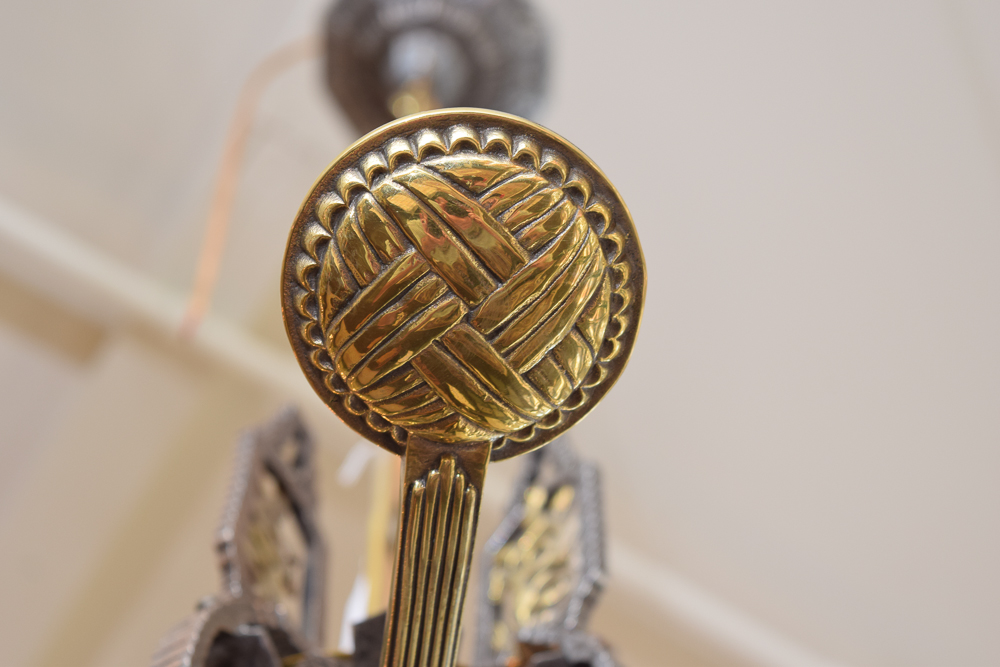 Vintage Art Deco Metal and Brass Chandelier