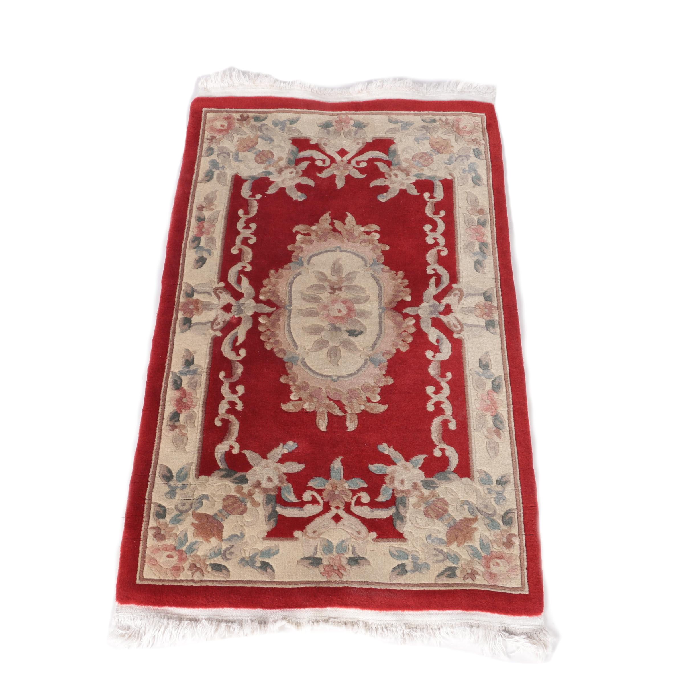 Hand-Knotted Chinese Floral Carved Area Rug