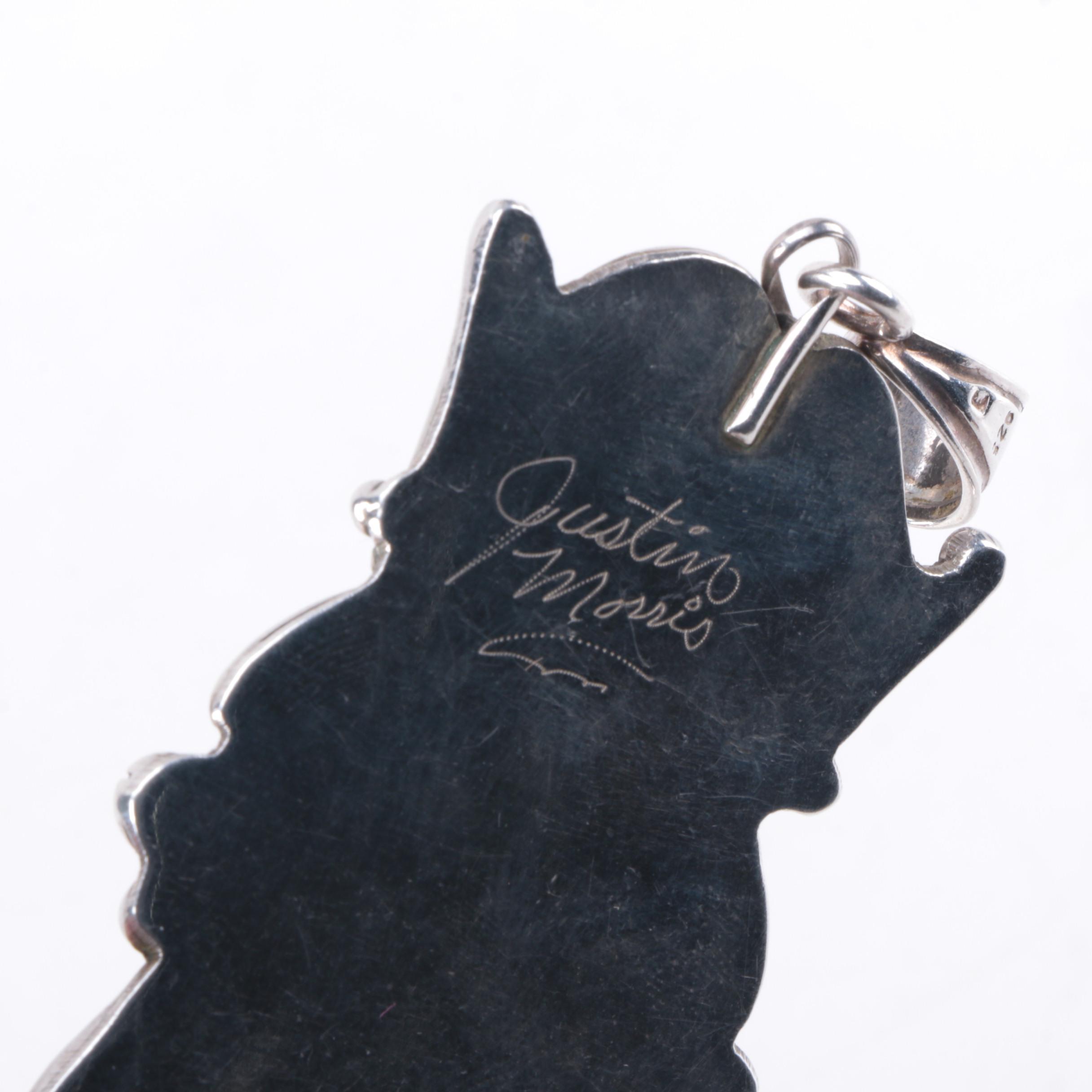 Justin Morris Navajo Diné Sterling Silver Turquoise Pendant