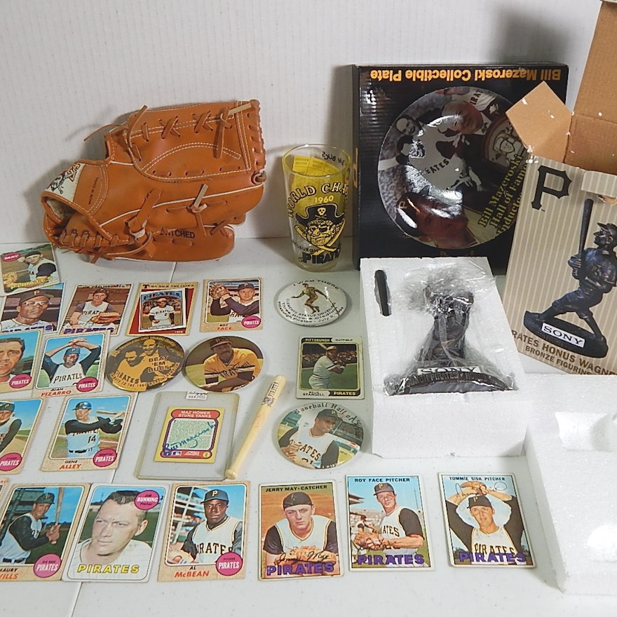 Pittsburgh Pirates Collectibles with Cards, Glove, Pins, and More